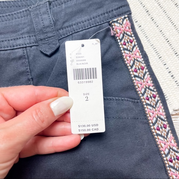 Anthropologie Tapered Embroidered Side Stripe Pants Grey Black Size 2 NWT - Picture 8 of 10